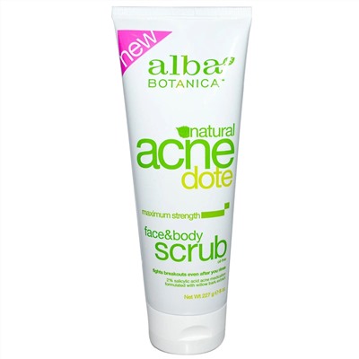 Alba Botanica, Acne Dote, скраб для лица и тела, не содержит масла, 227 г (8 унций)
