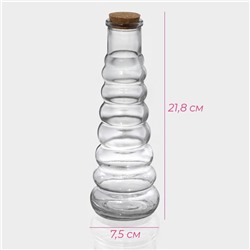 Бутылка для соусов и масла Доляна «Парфе. Гармонь», 400 мл, 21.8×7.5 см, с пробковой крышкой, стекло, прозрачная