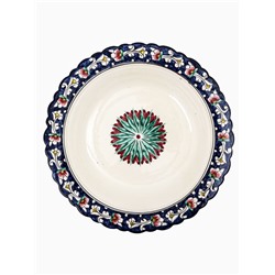 УЦЕНКА Блинница Риштанская Керамика «Цветы», 32 см, синий