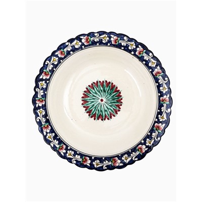 УЦЕНКА Блинница Риштанская Керамика «Цветы», 32 см, синий