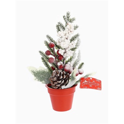 Новогодняя композиция на стол «Зимнее волшебство. Яркий праздник», в горшке, 24×7 см