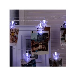 Гирлянда «Нить» 4.5 м с насадками «Прищепки-ёлочки», IP20, прозрачная нить, 20 LED, свечение белое, 220 В