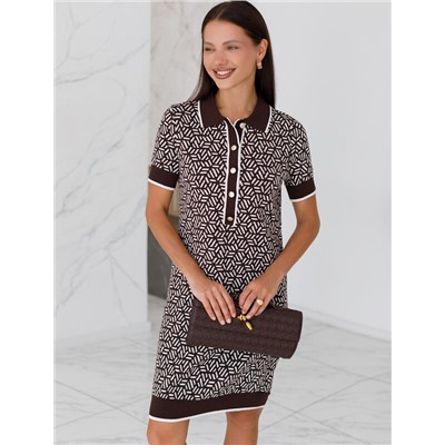 Платье жаккардовой вязки с кашемиром