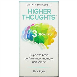 Natural Factors, 3 Brains, Higher Thoughts, добавка для поддержки работы мозга, 90 капсул