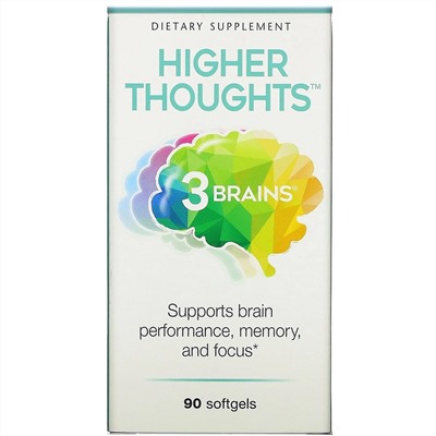 Natural Factors, 3 Brains, Higher Thoughts, добавка для поддержки работы мозга, 90 капсул