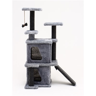 Домик для кошек с когтеточкой, 33×40×103 см, квадратный, ковролин, серый