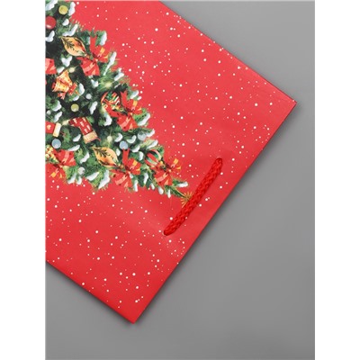 Пакет подарочный новогодний ламинированный, «Новогодняя ёлка», 18×10×22.3 см