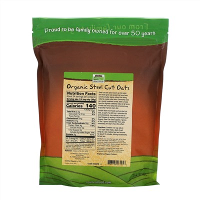 Now Foods, Real Food, органический резаный овес, 907 г (2 фунта)