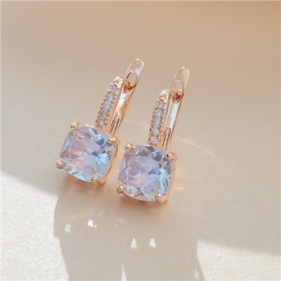 Серьги с крупным камнем ювелирная бижутерия коллекция "Дубай", покрытие позолота, вставка: фианиты, цвет: прозрачный, арт.213.559