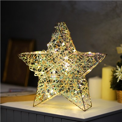 Фигура световая «Звезда плетенная», 30×30×7 см, 30 LED, батарейки ААх3 (не в комплекте), свечение тёплое белое