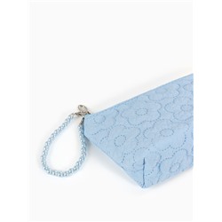 Косметичка женская «Цветочки», на молнии, ручка из бусин, голубая