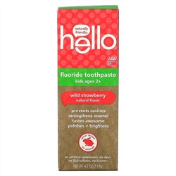 Hello, детская серия, зубная паста с фторидом, земляника, 119 г (4,2 унции)