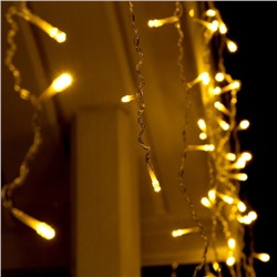 Гирлянда «Бахрома» 3 × 0.9 м, IP44, УМС, прозрачная нить, 232 LED, свечение тёплое белое, 220 В