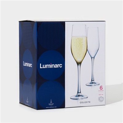 Бокалы для шампанского Luminarc Celeste, 160 мл, набор 6 шт., стекло, прозрачные