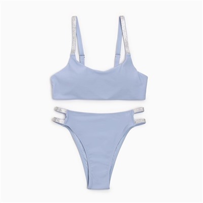 Купальник раздельный со стразами женский MINAKU, голубой, размер 46