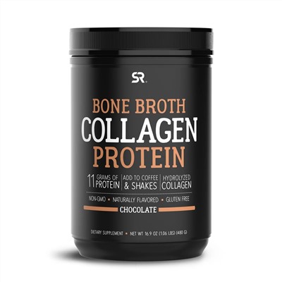 Sports Research, Bone Broth Collagen Protein, Chocolate, 1.06 lb (480 g)