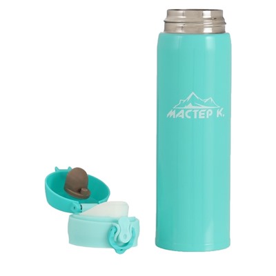 Термос Мастер К «Топ», 500 мл, 6.3×24.5 см, сохраняет тепло 8 ч, нержавеющая сталь, бирюзовый
