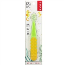 RADIUS, Totz Plus Toothbrush, для детей от 3 лет, очень мягкая, зеленый/желтый, 1 зубная щетка
