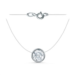 Колье на леске из серебра с фианитом родированное 6102001