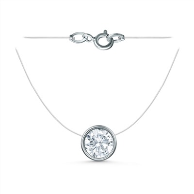 Колье на леске из серебра с фианитом родированное 6102001