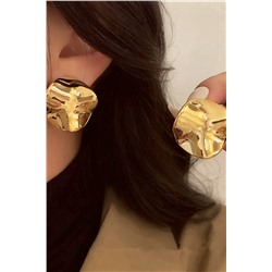 Серьги с эффектом мятого металла Круг + Подарок НАТАЛИ, 1133047