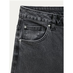 Актуальная коллекция CONTE CON-802 Чёрные джинсы wide leg с эффектом потёртостей и двойными шлёвками