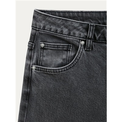 Актуальная коллекция CONTE CON-802 Чёрные джинсы wide leg с эффектом потёртостей и двойными шлёвками