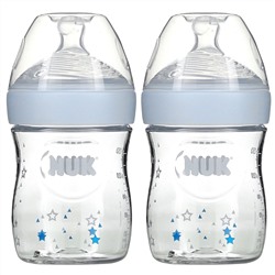NUK,  Simply Natural Bottles, 0+ Months, Slow, Blue, 2 Bottles, 5 oz (150 ml) Each