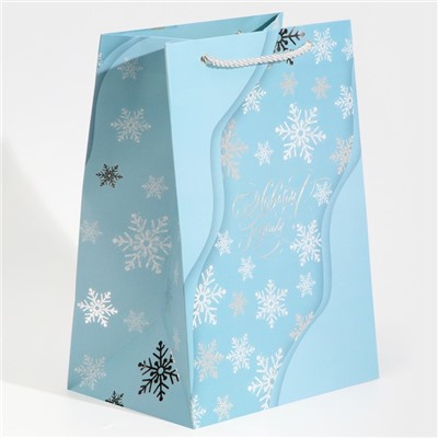 Пакет подарочный новогодний ламинированный «С Новым годом», 21×30×15 см