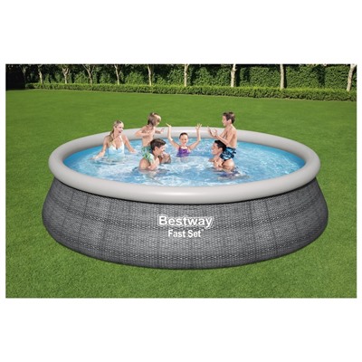 УЦЕНКА Бассейн надувной Fast Set, 457×107 см, фильтр-насос, лестница, 57372 Bestway