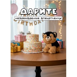 Мягкая плюшевая игрушка обнимашка собака 25 см, черная