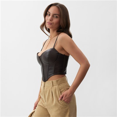Корсет женский кожаный MIST, размер XS, коричневый