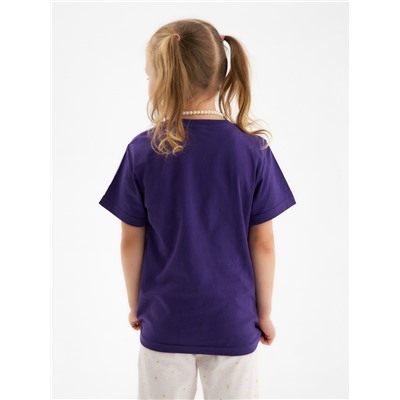Футболка для девочки однотонная ATA kids, фиолетовая, рост 110 см