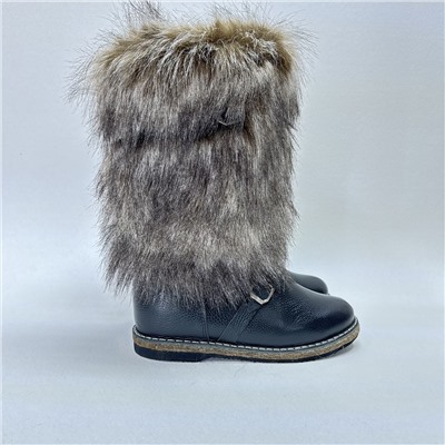 Унты мужские высокие мех “Песец” кожаные на войлочной подошве