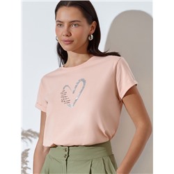 Свободная футболка с принтом из премиального хлопка с эластаном