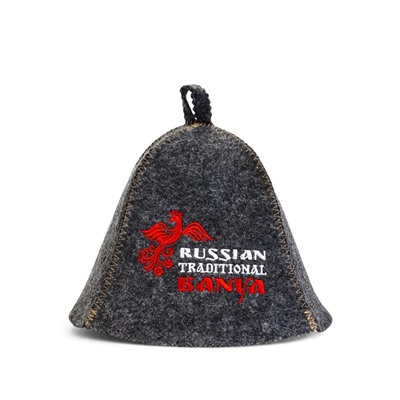 Шапка для бани и сауны «Русские традиции», шерсть 50%, полиэфир 50%, серая