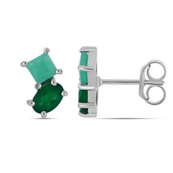 Серьги, зеленый агат , изумруд берилл, Ноктюрн