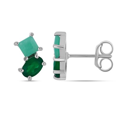 Серьги, зеленый агат , изумруд берилл, Ноктюрн