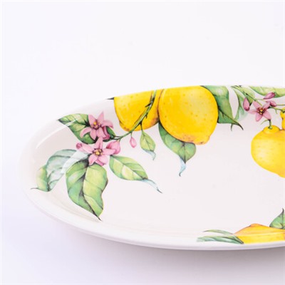 60178 Блюдо сервировочное овальное Лимонный праздник доломит LR (х24)