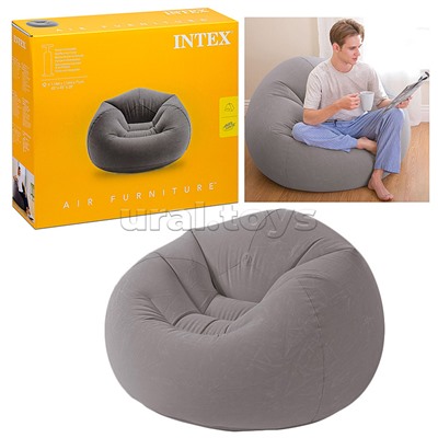 Надувное кресло "Beanless Bag" 114х114х71см, серое, 100кг