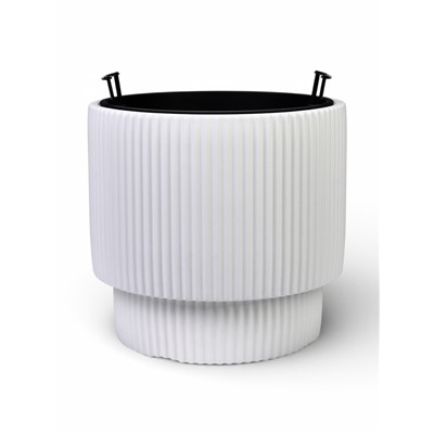 Кашпо для цветов «Стрип», 40 л, d=39 см, h=37 см, пластиковое, со вставкой, белое