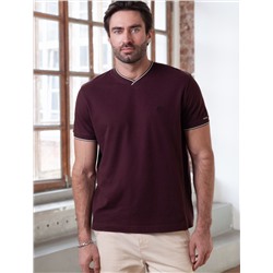 Футболка с V-вырезом из премиального хлопка с эластаном