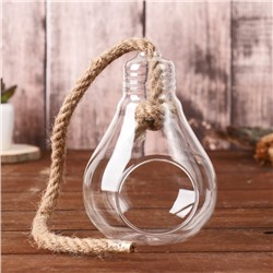 Флорариум «Лампа», с веревкой, d отверстия 5 см, 9×9×13 см, стекло, прозрачный