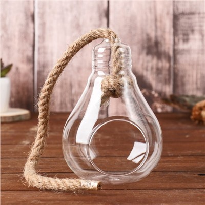 Флорариум «Лампа», с веревкой, d отверстия 5 см, 9×9×13 см, стекло, прозрачный