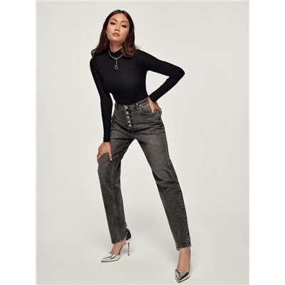 Mom Fit CONTE CON-607 Джинсы mom на пуговицах из денима оксидной варки