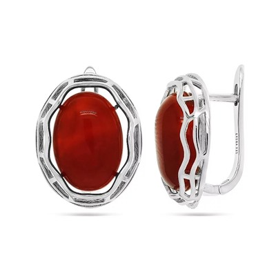 Серьги из серебра сердолик, МЦВА173
