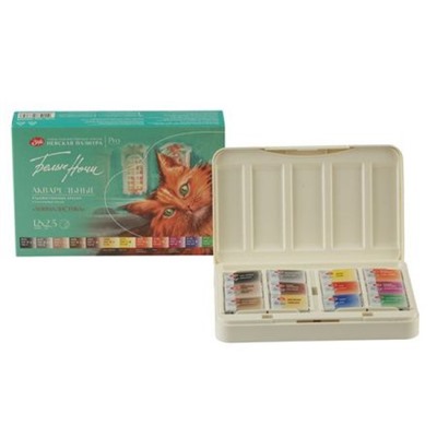 Набор красок акварельных художественных 12цв Белые ночи. Анималистика, кюветы в пластике 19422558 Невская палитра