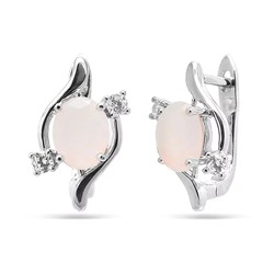Серьги из серебра розовый кварц, МЦВ652