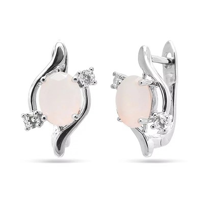 Серьги из серебра розовый кварц, МЦВ652