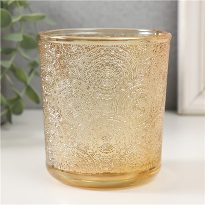 Банка для свечей стеклянная «Сиеста» прозрачный оранжевый 350 мл 8.5×8.5×10 см